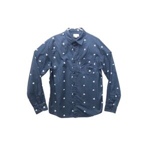 Walker Refinery Button Up Pocket Moose Shirt Men's Size S Blue Long Sleeve